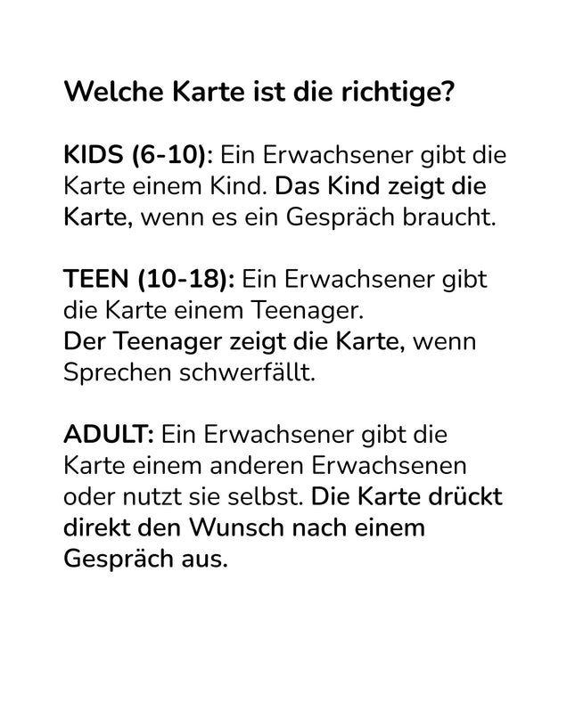 Weiße Karte für Zuhause - Sicher sprechen. Gemeinsam lösen.