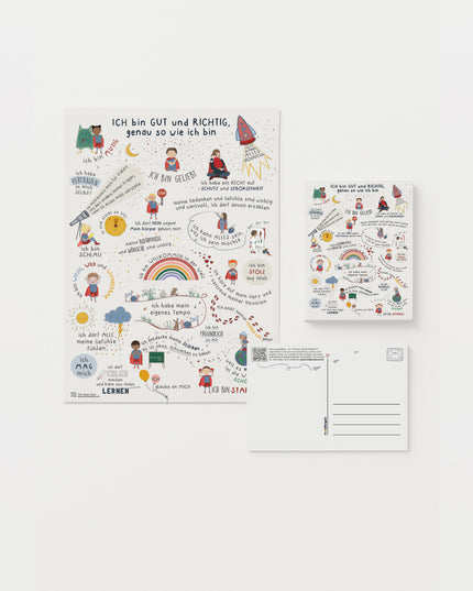 Klassensatz: Kinder-Affirmationsposter + 30 Postkarten