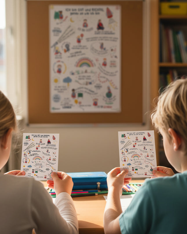 Klassensatz: Kinder-Affirmationsposter + 30 Postkarten