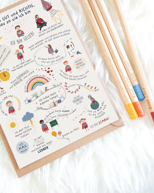 Postkarte Affirmationen für Kinder