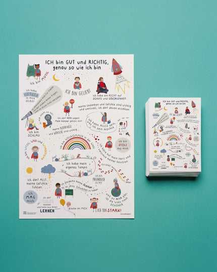 Klassensatz: Kinder-Affirmationsposter + 30 Postkarten
