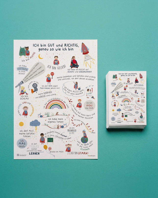Klassensatz: Kinder-Affirmationsposter + 30 Postkarten