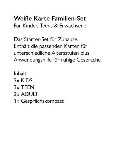 Weiße Karte Familien-Set - Sicher sprechen. Gemeinsam lösen.