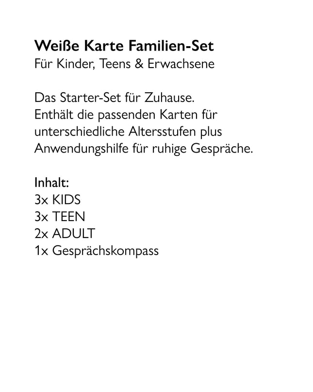 Weiße Karte Familien-Set - Sicher sprechen. Gemeinsam lösen.