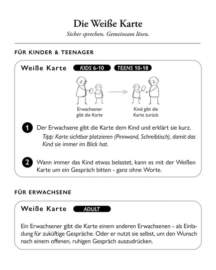 Weiße Karte Familien-Set - Sicher sprechen. Gemeinsam lösen.