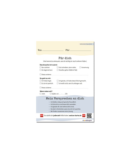 Weiße Karte für Zuhause - Sicher sprechen. Gemeinsam lösen.