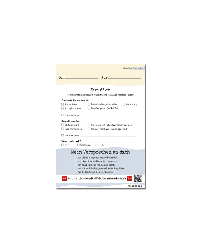 Weiße Karte für Zuhause - Sicher sprechen. Gemeinsam lösen.