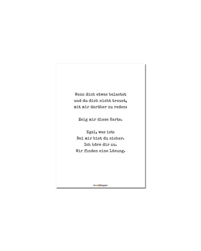 Weiße Karte für Zuhause - Sicher sprechen. Gemeinsam lösen.